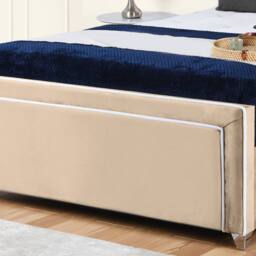 UK Bed Furniture Ariana Upholstered Bed Frame with 48-inch Headboard - Slatted Base in Beige - Size: Super King - thumbnail 3