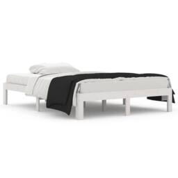 Berkfield Home Bed Frame White Solid Wood 135x190 cm Double - thumbnail 1
