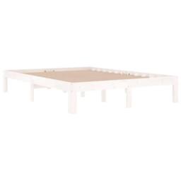 Berkfield Home Bed Frame White Solid Wood 135x190 cm Double - thumbnail 3