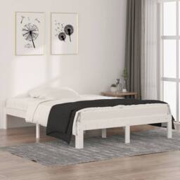 Berkfield Home Bed Frame White Solid Wood 135x190 cm Double - thumbnail 2
