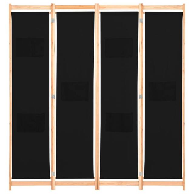 Berkfield Home 4-Panel Room Divider Black 160x170x4 cm Fabric - Size: 160 x 170 x 4 cm - image 1