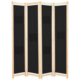 Berkfield Home 4-Panel Room Divider Black 160x170x4 cm Fabric - Size: 160 x 170 x 4 cm - thumbnail 2
