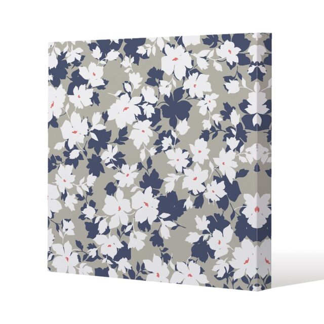 Benjamin Tate Design Grey, Purple & White Flowers (Canvas Print) / 46 x 46 x 4cm in Natural - Size: 46 x 46 x 4 cm - image 1