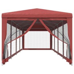 Berkfield Home Party Tent with 10 Mesh Sidewalls Red 3x12 m HDPE - thumbnail 3