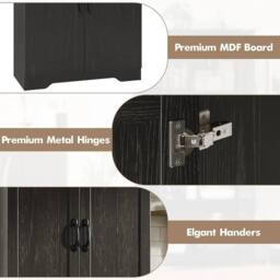 VOGREX Freestanding Kitchen Cupboard, Tall Storage Cabinet in Black - thumbnail 5