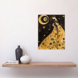 "Artery8 Moon Goddess Gold Black Klimt Style Conceptual Art Wall Art Print - Size: W12"" x H16""" - thumbnail 4