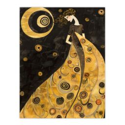 "Artery8 Moon Goddess Gold Black Klimt Style Conceptual Art Wall Art Print - Size: W12"" x H16""" - thumbnail 1
