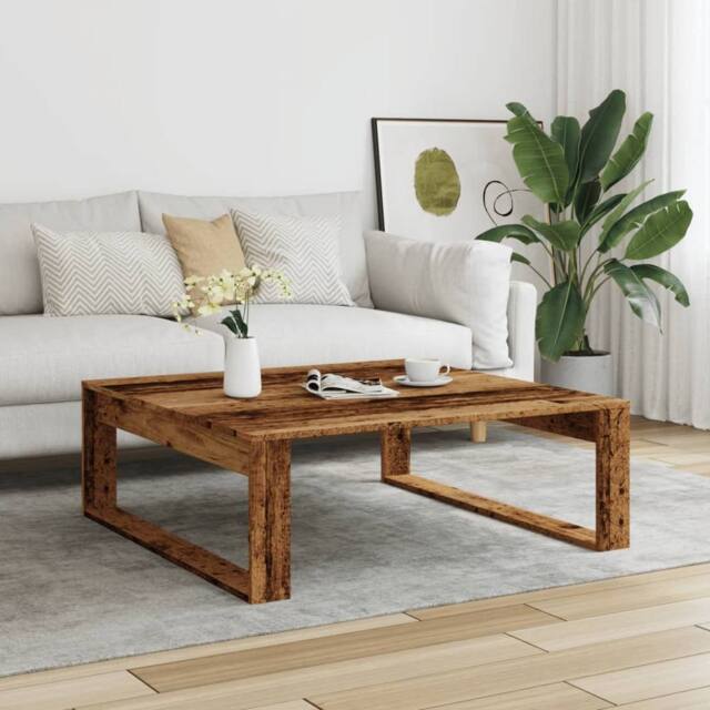 Berkfield Home Durable Coffee Table Old Wood 100x100x35 cm Engineered Wood in Brown - Size: 100 x 100 x 35 cm - image 1