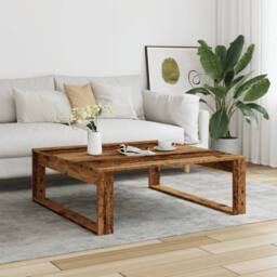 Berkfield Home Durable Coffee Table Old Wood 100x100x35 cm Engineered Wood in Brown - Size: 100 x 100 x 35 cm - thumbnail 1