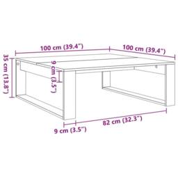 Berkfield Home Durable Coffee Table Old Wood 100x100x35 cm Engineered Wood in Brown - Size: 100 x 100 x 35 cm - thumbnail 9