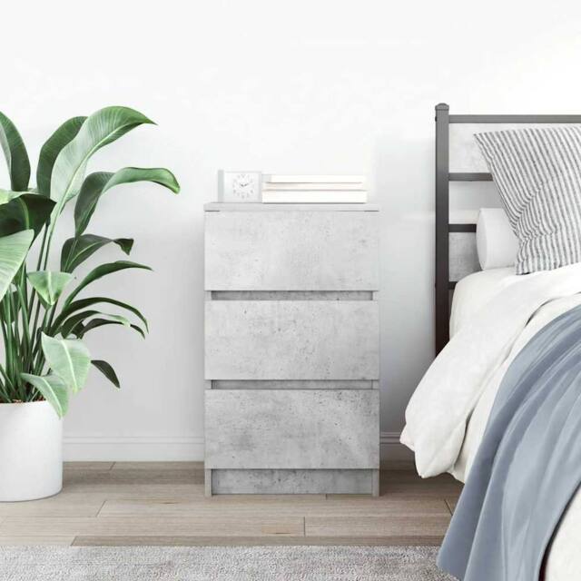 Berkfield Home Durable Bedside Cabinet with 3 Drawers Concrete Grey 39x35x65 cm - Size: 39 x 35 x 65 cm - image 1