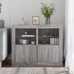 Berkfield Home Side Cabinets with LED Lights 2 pcs Grey Sonoma Engineered Wood - thumbnail 3