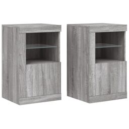 Berkfield Home Side Cabinets with LED Lights 2 pcs Grey Sonoma Engineered Wood - thumbnail 2