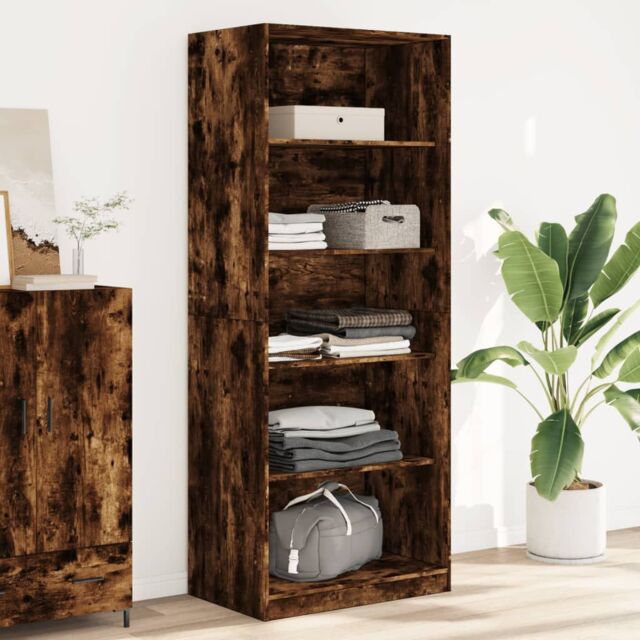 Berkfield Home Wardrobe Smoked Oak 80x50x200 cm Engineered Wood in Brown - Size: 80 x 50 x 200 cm - image 1