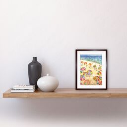 "Artery8 Wall Art Print Summer Beach Sunshine Folk Artwork Framed 9X7 Inch in Brown - Size: W7"" x H9""" - thumbnail 2