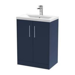 Balterley Winshill Contemporary 2 Door Vanity Basin Unit, Dark Blue, 600mm in Blue - thumbnail 1