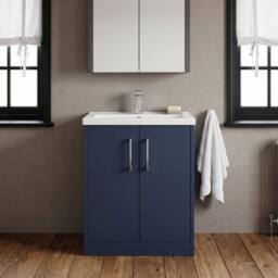 Balterley Winshill Contemporary 2 Door Vanity Basin Unit, Dark Blue, 600mm in Blue - thumbnail 6