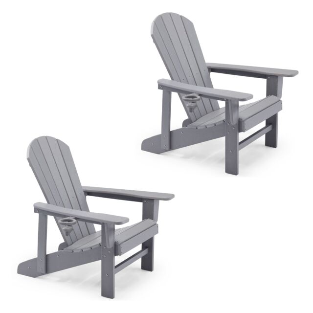 VonHaus Set of 2 Westport Reclining HDPE Adirondack Garden Chairs in Grey - Size: 2 Pack - image 1