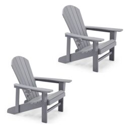 VonHaus Set of 2 Westport Reclining HDPE Adirondack Garden Chairs in Grey - Size: 2 Pack - thumbnail 1