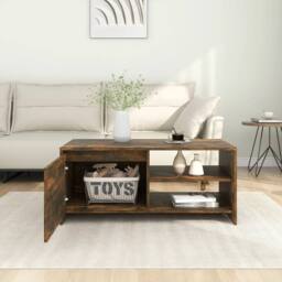 Berkfield Home Coffee Table Smoked Oak 102x50x45 cm Engineered Wood in Brown - Size: 102 x 50 x 45 cm - thumbnail 3