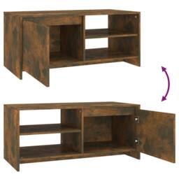 Berkfield Home Coffee Table Smoked Oak 102x50x45 cm Engineered Wood in Brown - Size: 102 x 50 x 45 cm - thumbnail 8