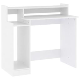 Berkfield Home Desk with LED Lights White 97x45x90 cm Engineered Wood - Size: 97 x 45 x 90 cm - thumbnail 3