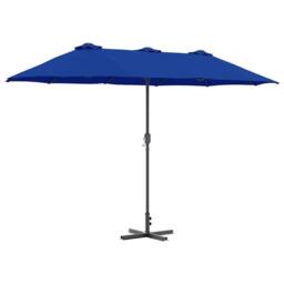 Berkfield Home Garden Parasol Blue 380 x 196 x 235 cm Powder-coated steel - thumbnail 1