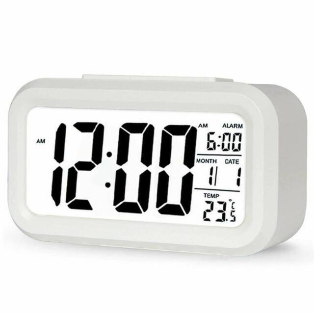 NESTLUNE Alarm Snooze Clock Night Light Thermometer Digital LED Display in White - Size: 100 cm x 15 cm - image 1
