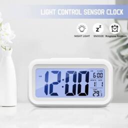 NESTLUNE Alarm Snooze Clock Night Light Thermometer Digital LED Display in White - Size: 100 cm x 15 cm - thumbnail 3