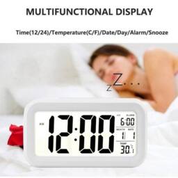 NESTLUNE Alarm Snooze Clock Night Light Thermometer Digital LED Display in White - Size: 100 cm x 15 cm - thumbnail 5