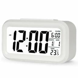 NESTLUNE Alarm Snooze Clock Night Light Thermometer Digital LED Display in White - Size: 100 cm x 15 cm - thumbnail 1