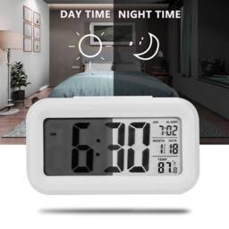 NESTLUNE Alarm Snooze Clock Night Light Thermometer Digital LED Display in White - Size: 100 cm x 15 cm - thumbnail 6