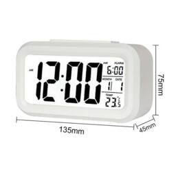 NESTLUNE Alarm Snooze Clock Night Light Thermometer Digital LED Display in White - Size: 100 cm x 15 cm - thumbnail 2