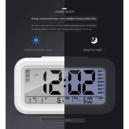 NESTLUNE Alarm Snooze Clock Night Light Thermometer Digital LED Display in White - Size: 100 cm x 15 cm - thumbnail 4