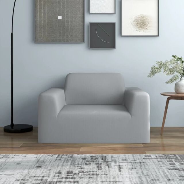 Berkfield Home Stretch Couch Slipcover Grey Polyester Jersey - image 1