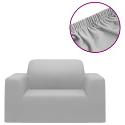 Berkfield Home Stretch Couch Slipcover Grey Polyester Jersey - thumbnail 2