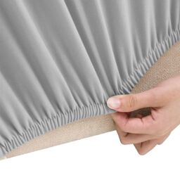 Berkfield Home Stretch Couch Slipcover Grey Polyester Jersey - thumbnail 3
