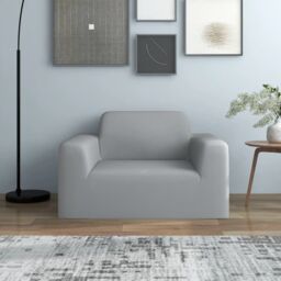 Berkfield Home Stretch Couch Slipcover Grey Polyester Jersey - thumbnail 1