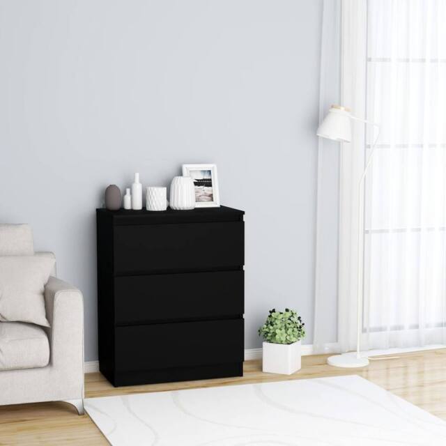 Berkfield Home Sideboard Black 60x35x76 cm Engineered Wood - Size: 60 x 35 x 76 cm - image 1