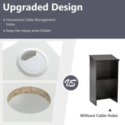 Costway 117CM Podium Stand Hostess Stand for Speakers Wooden Standing Desk in White - thumbnail 7