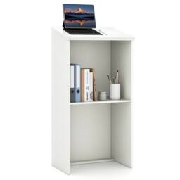 Costway 117CM Podium Stand Hostess Stand for Speakers Wooden Standing Desk in White