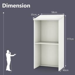 Costway 117CM Podium Stand Hostess Stand for Speakers Wooden Standing Desk in White - thumbnail 2