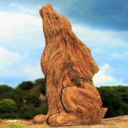 Havendro Large Wild Hare Garden Ornament Statue Outdoor Indoor in Brown - thumbnail 3