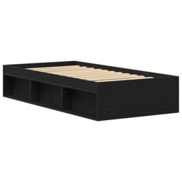 Berkfield Home Bed Frame without Mattress Black Oak 90x200 cm Engineered Wood in Brown - thumbnail 7
