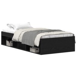 Berkfield Home Bed Frame without Mattress Black Oak 90x200 cm Engineered Wood in Brown - thumbnail 2