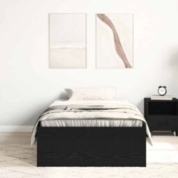 Berkfield Home Bed Frame without Mattress Black Oak 90x200 cm Engineered Wood in Brown - thumbnail 3