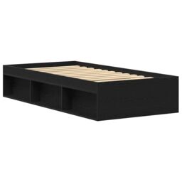 Berkfield Home Bed Frame without Mattress Black Oak 90x200 cm Engineered Wood in Brown - thumbnail 4