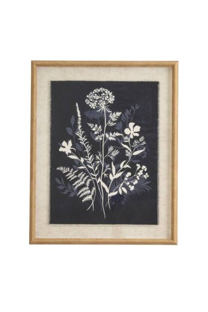 KDMD Flora & Fauna Meadow Linen Art with Beaded Frame - Nature Decor in Brown - image 1