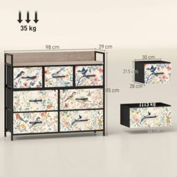 HOMCOM Chest of Drawers, Fabric Dresser with Open Shelf - Size: Large - thumbnail 3