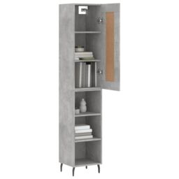 Berkfield Home Highboard Concrete Grey 34.5x34x180 cm Engineered Wood - thumbnail 3